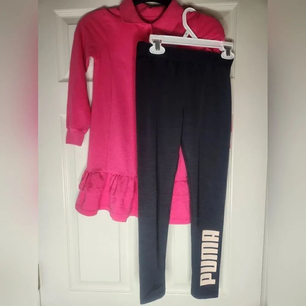 Girl's 6-8 years  Lot of  2 Pieces Dress Pink Nike& Pants Puma Black